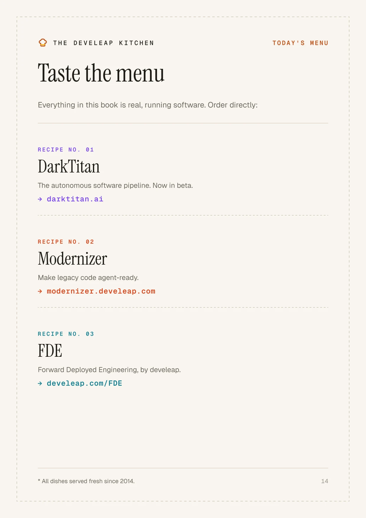 Taste the menu — links