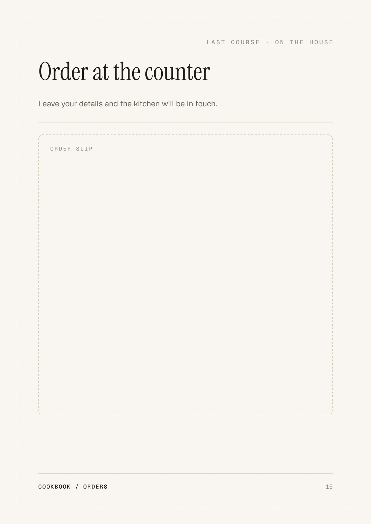 Order at the counter — contact
